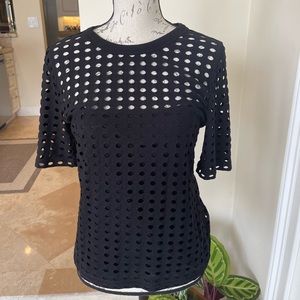 Alexander Wang black cut out jersey top with lining.